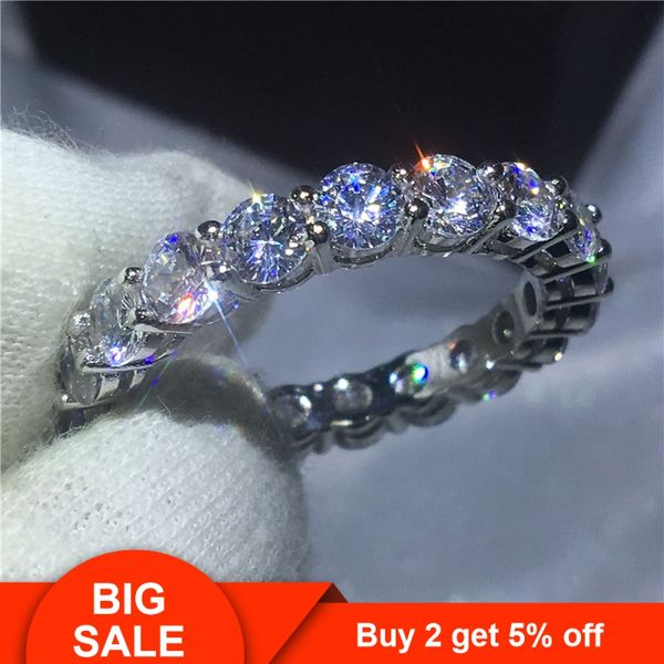 

choucong promise ring round princess cut 5a zircon stone 925 sterling silver engagement wedding band rings for women jewelry, Slivery;golden