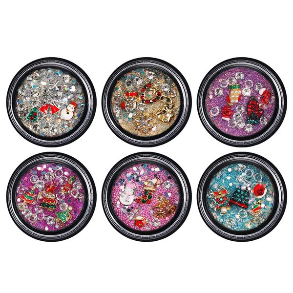 

christmas manicure decoration handmade diy nail elfpearl eye makeup sequins rhinestone christmas alloy nail sticker mixed, Silver;gold