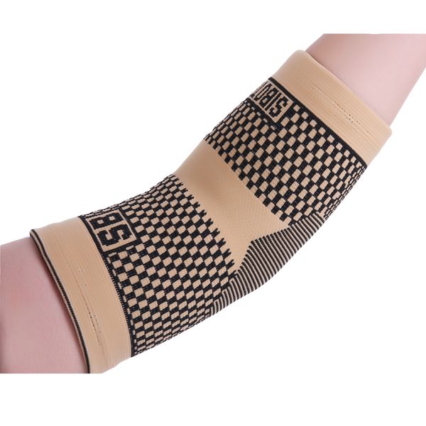 

elastic salud cream-coloured volleyball basketball arm sleeve elbow pads 1pcs #st3188, Black;gray