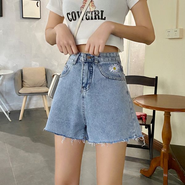 

women's jeans zosol simple daisy cut-edge slim-fit denim shorts, Blue