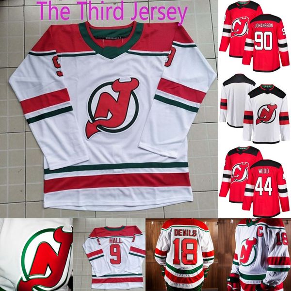 

New Jersey Devils Heritage Jersey 13 Nico Hischier 35 Cory Schneider 40 Blake Coleman 44 Miles Wood 90 Marcus Johansson Hockey Jerseys
