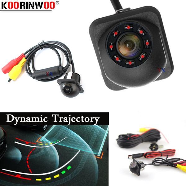 

koorinwoo hd ccd dynamic trajectory moving parking system trunk car rear view camera ip68 backup 8 ir lights night vision 12v