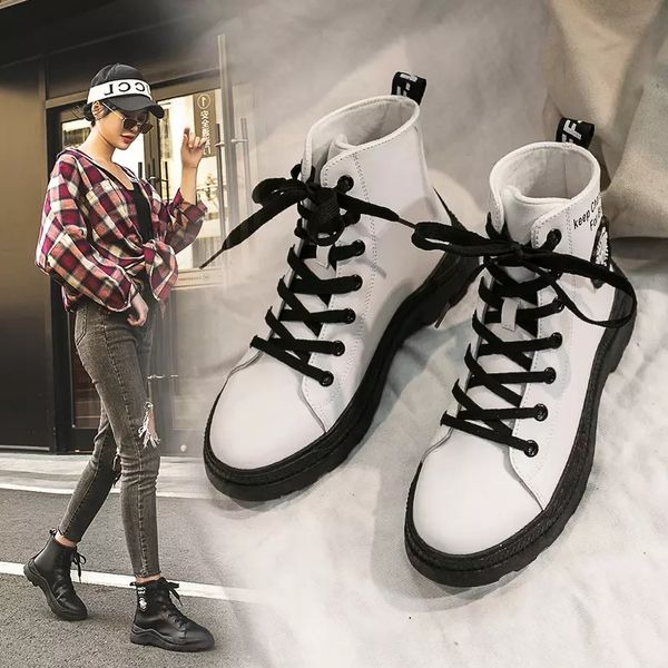 

autumn winter high shoes casual sports shoes women single high european, american british fashion, Black