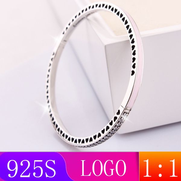 

лмзс [оптовые] s925 sterling silver 2019 winter new 1: 1 розовых блестящего браслет браслет мода lady подарки diy оригинальные украшения, Black
