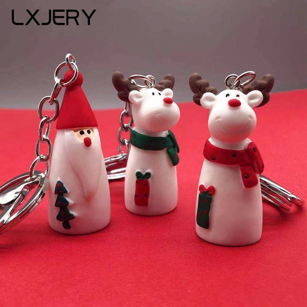

lxjery 3 стили рождество брелок прекрасный санта-клаус олени брелок для женщин сумка шарм подвеска key ring подарки ювелирные изделия, Silver