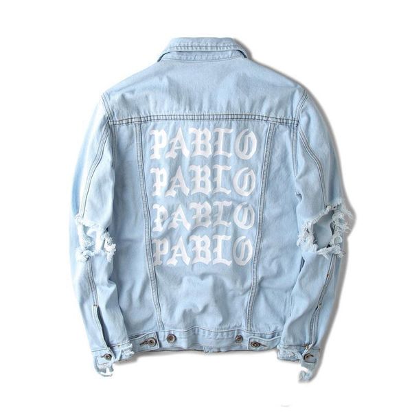 

mens kanye west designer jackets pablo denim jacket washing vintage male letter printed loose jackets, Black;brown