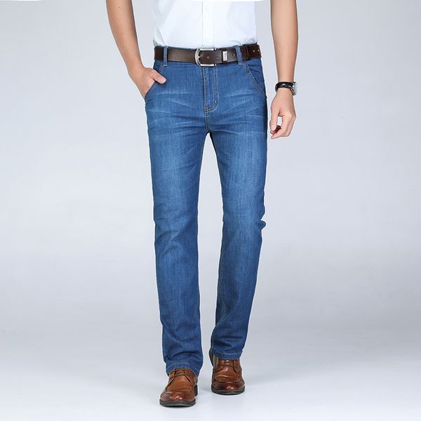 

2019 new cotton straight classic jeans men spring summer denim pants male overalls designer jean size 28-46, Blue