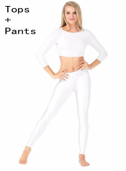 Costumi Catsuit Leggings a vita alta da donna Ginnastica Pantaloni da ballo Lycra Spandex Nave Pantaloni da donna con top sexy