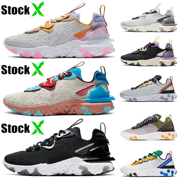 

react vision 2020 saffron lemon venom fly knit breathable running shoes stock x vast grey script trainers sport sneakers 36-45