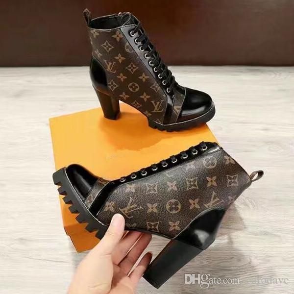 

chic branded women glazed leather ankle martin boots thick rubber outsole .5cm chunky heel star trail designer boots size eu35-40, Black