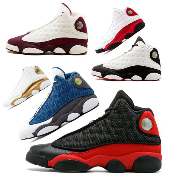 

13 13s mens basketball shoes Phantom Hyper Royal Italy Blue Bordeaux Flints Chicago Bred DMP Wheat Olive Ivory Black Cat Men Size 7-13