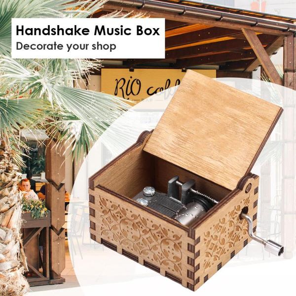

ретро вуд рука коленчатый music box xmas party gift бытовая декор орнамент