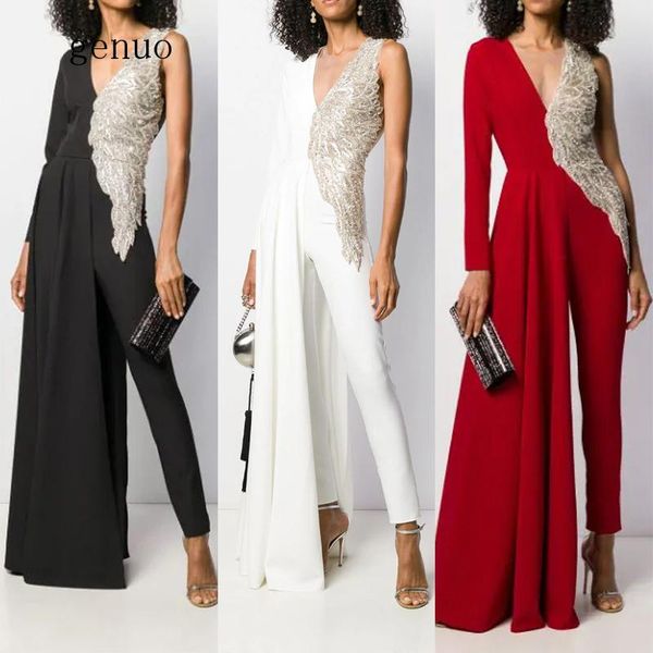 

women's jumpsuits & rompers deep v slim jumpsuit night club middle waist long pants 2021 backless 3 colors, Black;white