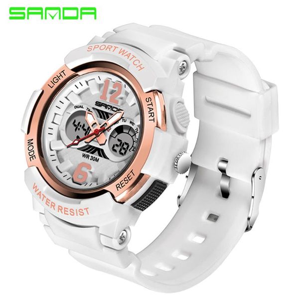 

sanda white women sports watches women waterproof ladies jelly watches rosegold swimming reloj mujer relogio feminino, Blue