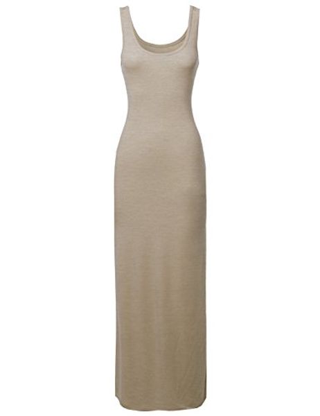 

awesome21 women's solid sleeveless tankracerbackmaxi dresses, Black;gray