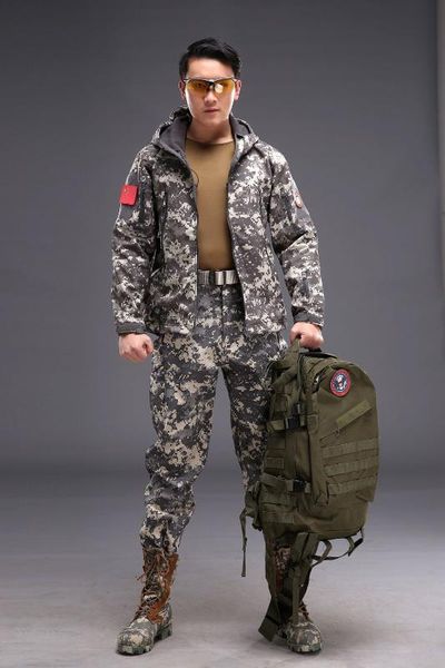 

soft shell stormsuit windproof and breathable men's large leaves camouflage windbreaker pants, Black;green