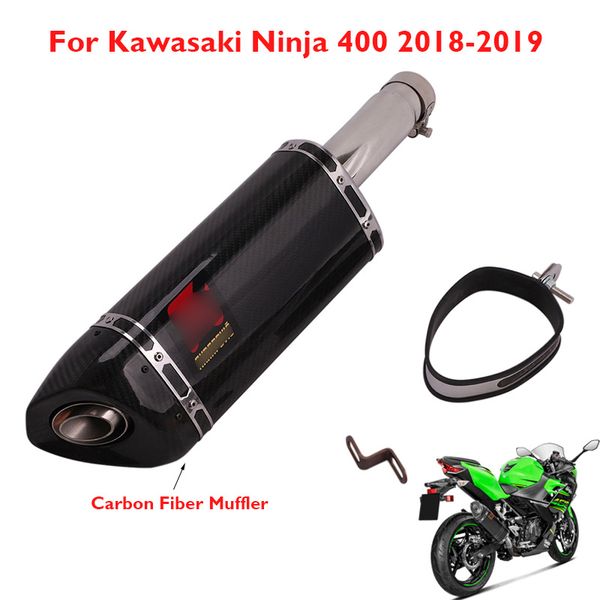 

motorcycle exhaust carbon fiber tip muffler escape system slip on ninja 400 exhaust pipe for ninja 400 2018 2019