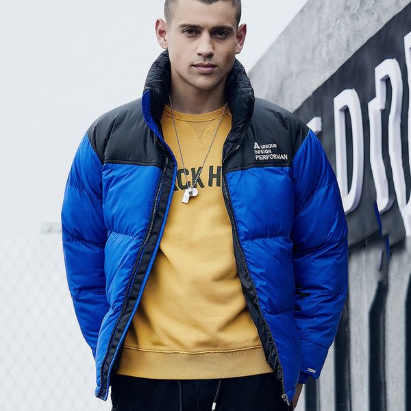 

men down cotton coat winter warm jacket men thick jacket casual long sleeve warm park brand clothing, Black