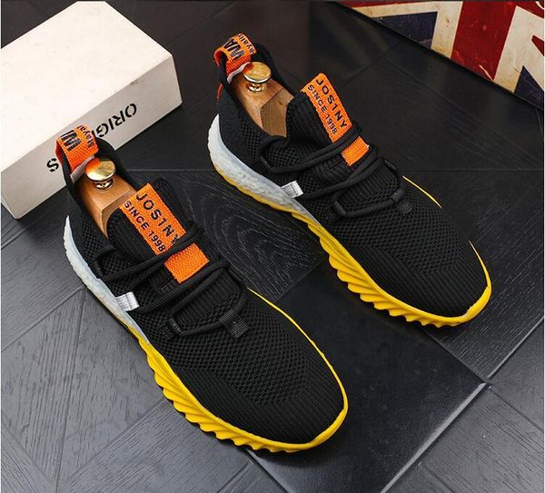 

men's shoes 2019 summer new wave youth wild knit sports shoes korean version of breathable white shoes005, Black