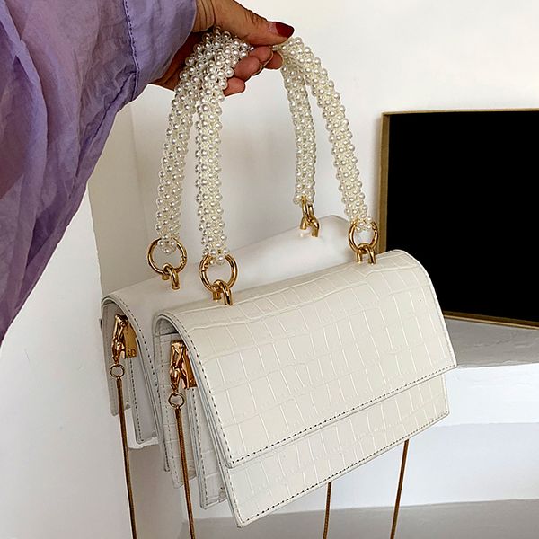 

luxury pearl handle small pu leather crossbody bags 2020 elegant solid color women handbags female travel shoulder bag