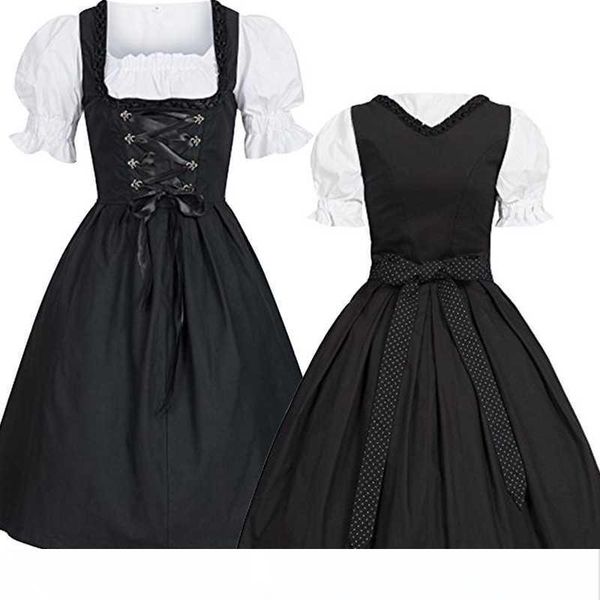 

new festival dress dirndl dress blouse apron size black front strap back bow lolita dresses 2019 new spring lace back bow, Black;gray