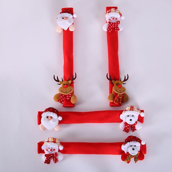 

4pcs/lot christmas refrigerator door handle covers set fridge microwave oven dishwasher door protector christmas decorations