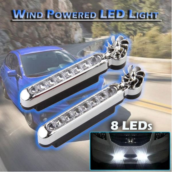 

2pcs wind energy no need external power supply car daytime running lights 8 led drl daylight headlight lamp car styling