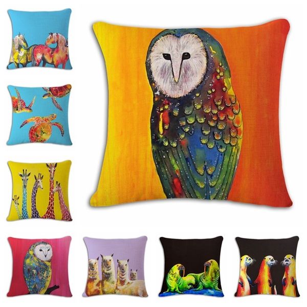 

colour animal inbetweening hand cotton flax pillow back cushion