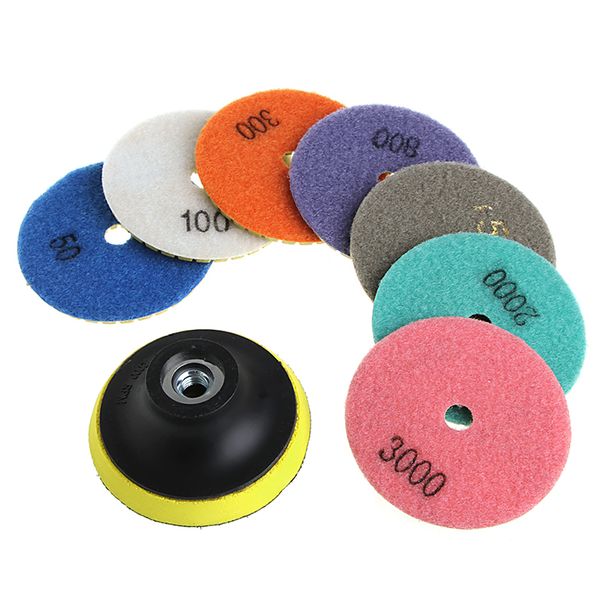 

8pcs 3"/4" diamond polishing pads granite marble concrete stone grinding discs
