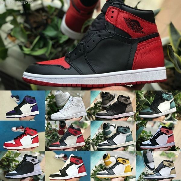 

2019 high 1 og mid homage banned bred game royal blue hare women chicago basketball shoes men 1s red white black toe sneakers