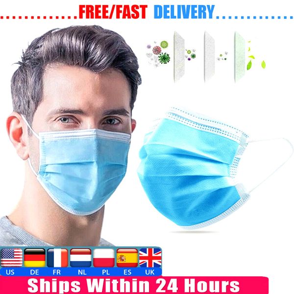 

in stock disposable face masks 3 layer filter non-woven dust anti- pm2.5 elastic breathable comfortable mask on sale