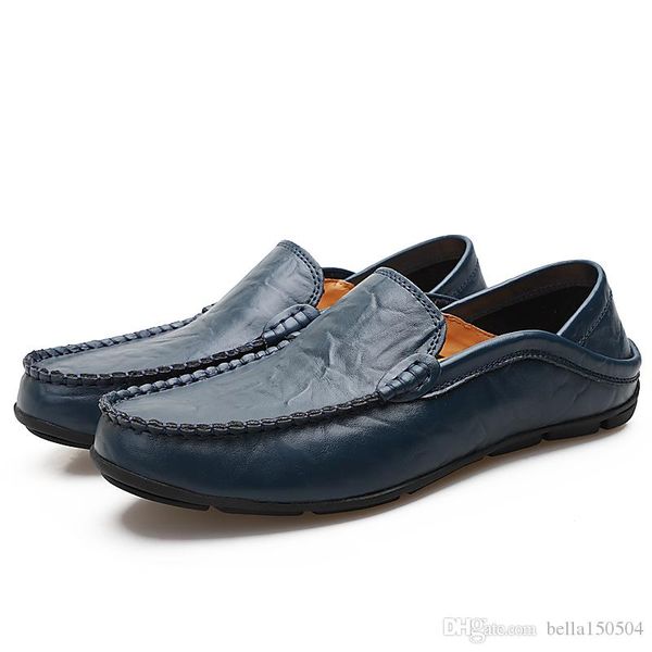 

24 styles good quality mens genuine leather luxury designer suede loafer official shoes gentle mens dress shoe casual comfort breath shoes, Black