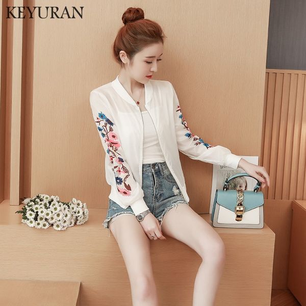 

plus size anti-uv bomber baseball short jacket for women new zipper basic long sleeve printed casual sunscreen outerwear coat, Black;brown
