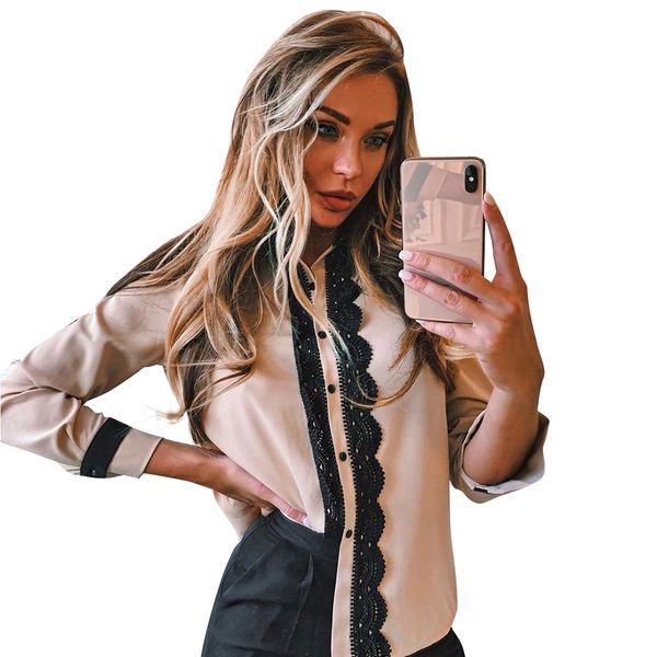 

elegant womens and blouses lace long sleeve shirts ladies autumn office lady blouse casual blouse blusas chemisier femme 30, White