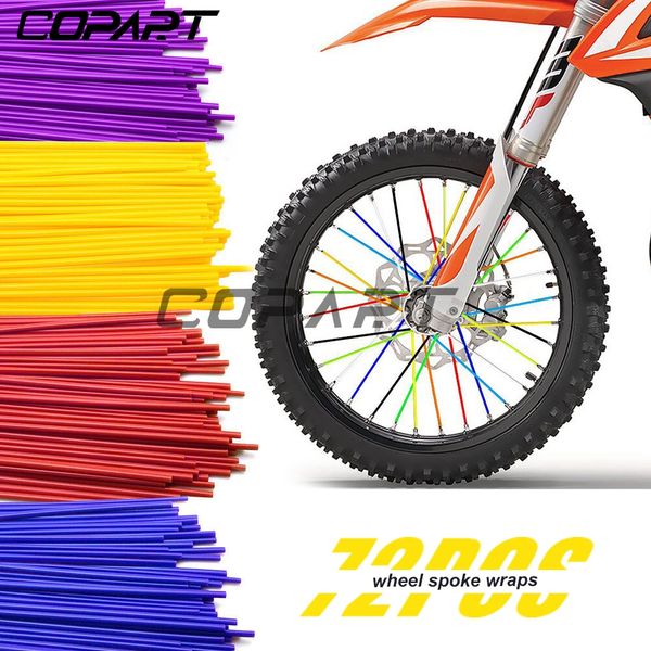 

72 pcs universal motorcycle wheel rim spoke skins covers wraps tubes decor protector kit for dirt bike yz125 dr350se kdx200 wr25