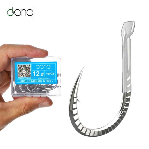 

fishing hooks donql 10pcs barbed carp single circle fishhook tackle