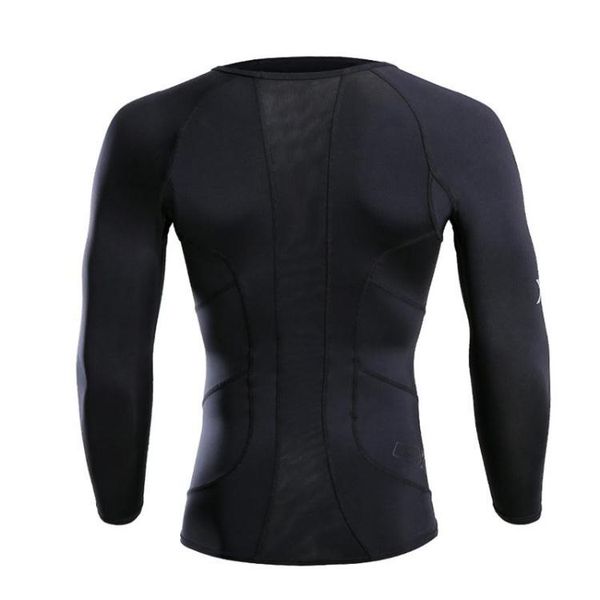 

fall winter exp male compression tight gym long sleeve t-shirt marathon runners training workout stretch trousers wicking, Black;blue