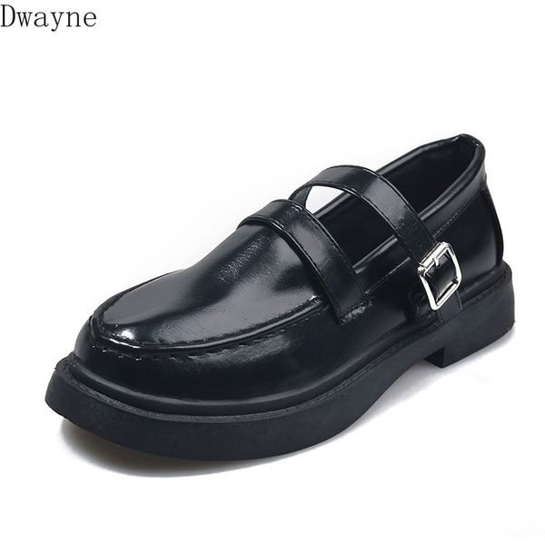 

mori girl small leather shoes female 2019 autumn new wild word buckle with british wind uniform shoes, Black
