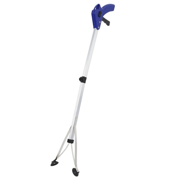 

blue foldable pick up reaching claw long arm gripper helping hand tool