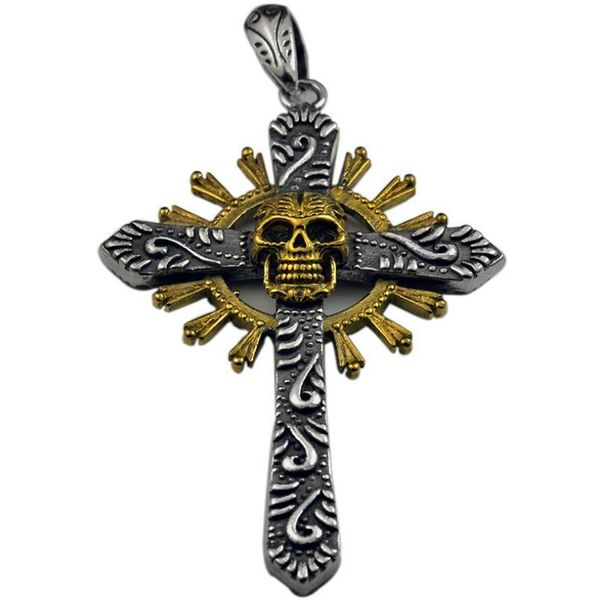 

925 sterling silver cross skull vintage copper pendant jewelry (hy