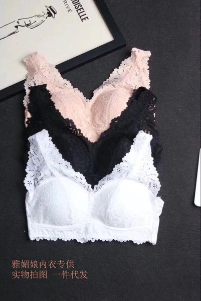 

genuine lace versatile underwear vest style open buckle splittable cup non-steel ring bra push up sports sleep, Red;black