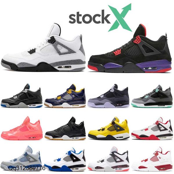 

stock x 4 4s men basketball shoes cool grey what the white cement motosports royalty pure-money mens designer trainers sport sneakers 7-13