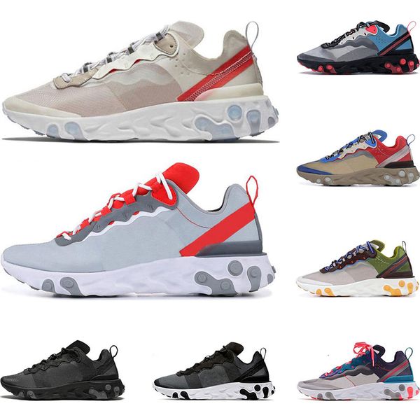

2019 react element 55 87 running shoes for men womens light beige solar red triple black white royal red sports sneakers shoes size 36-45