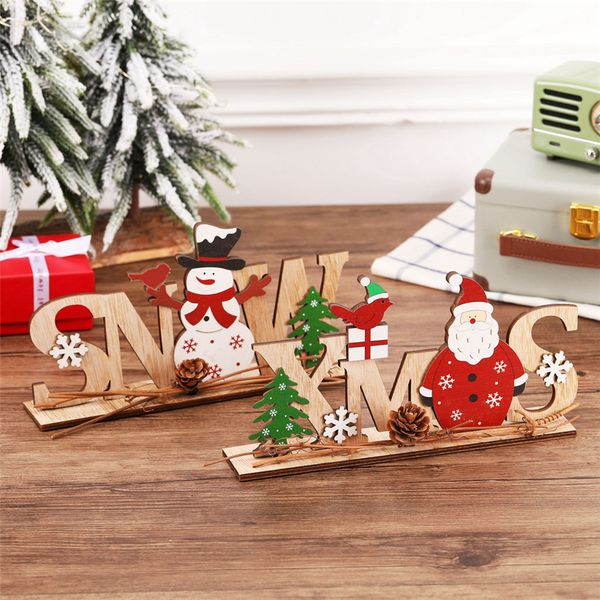 

christmas decorations wooden letters santa claus snowman ornaments navidad new year deskdecoration diy xmas items jk1910