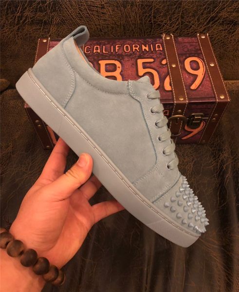 

mens womes red bottom casual shoes sneakers breathable studded spike low-cut suede leather sneaker platform shoes chaussures, Black