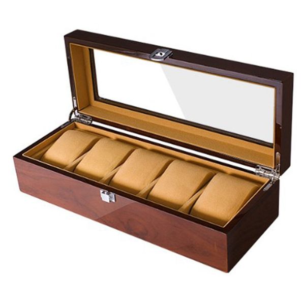 

grids retro wooden watch display case durable packaging holder jewelry collection storage watch organizer box casket, Black;blue