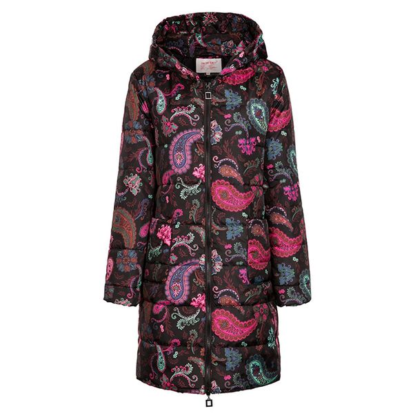 

womens outerwear coats winter print long down cotton ladies hooded coat quilted jacket outwear female fashion warm jacket m840#, Black;brown