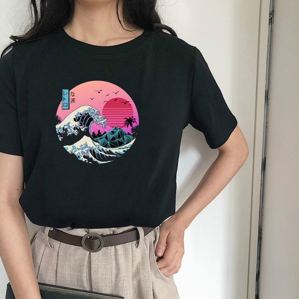 

the great retro wave japan anime t-shirt harajuku streetwear cotton camisetas hombre men women vaporwave funny cool t shirt, White