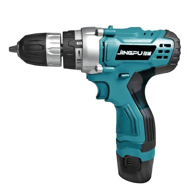 

alloet 12.6v double speed cordless lithium batteries electric drill household screwdriver abs + alloy 1400rpm eu/us plug