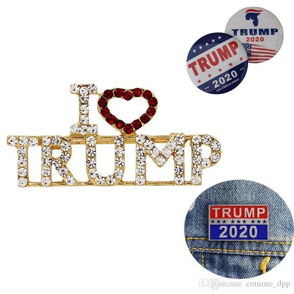 

i love trump 2020 crystal brooches for women men kid collection enamel metal lapel badge brooch pins fashion jewelry accessories, Gray